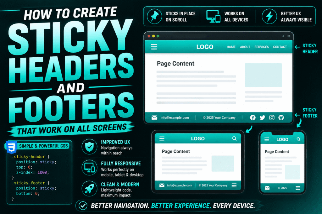 How to create sticky headers and footers that work on all screens